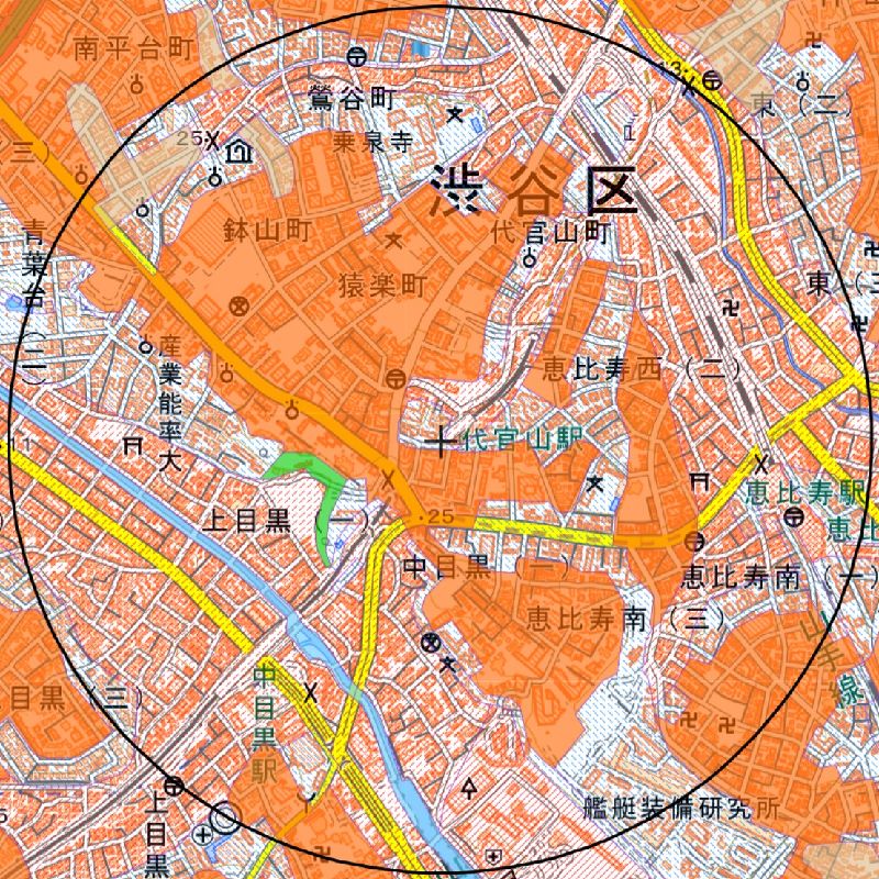 代官山駅周辺地形図